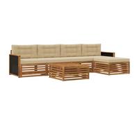 vidaXL Conjunto de sofás de Exterior 6 pcs Natural y Beige, Sofá de Patio, Conjunto Moderno, Resistente al Clima, Relajación en el Jardín, Asientos para Espacios Fuera