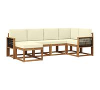 vidaXL Conjunto de sofás de Exterior 6 pcs Natural y Crema, Juego de sofá para Exteriores, salón Moderno en la terraza, Muebles de jardín duraderos, seccional, Asientos para la terraza
