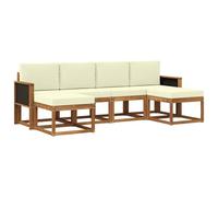 vidaXL Conjunto de sofás de Exterior 6 pcs Natural y Crema Poliéster, Sofá Exterior Elegante, Muebles Modernos para Patio, Asientos de jardín Resistentes al Clima, diseño Minimalista Chic