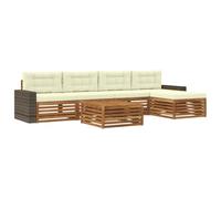 vidaXL Conjunto de sofás de Exterior 6 pcs Natural y Crema, Sofá de Patio, Conjunto Moderno, Resistente al Clima, Relajación en el Jardín, Asientos para Espacios Fuera