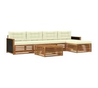 vidaXL Conjunto de sofás de Exterior 6 pcs Natural y Crema, Sofá de Patio, Conjunto Moderno, Resistente al Clima, Relajación en el Jardín, Asientos para Espacios Fuera