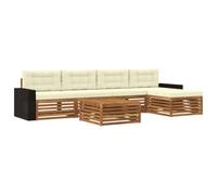 vidaXL Conjunto de sofás de Exterior 6 pcs Natural y Crema, Sofá de Patio, Conjunto Moderno, Resistente al Clima, Relajación en el Jardín, Asientos para Espacios Fuera
