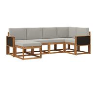 vidaXL Conjunto de sofás de Exterior 6 pcs Natural y Gris Claro, Juego de sofá para Exteriores, salón Moderno en la terraza, Muebles de jardín duraderos, seccional, Asientos para la terraza