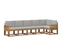 vidaXL Conjunto de sofás de Exterior 6 pcs Natural y Gris Claro, Sofá de jardín Moderno, Conjunto de sección para Patio, Muebles Resistentes al Clima para terraza