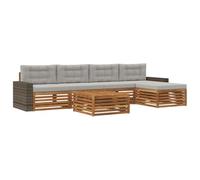 vidaXL Conjunto de sofás de Exterior 6 pcs Natural y Gris Claro, Sofá de Patio, Conjunto Moderno, Resistente al Clima, Relajación en el Jardín, Asientos para Espacios Fuera