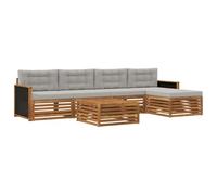 vidaXL Conjunto de sofás de Exterior 6 pcs Natural y Gris Claro, Sofá de Patio, Conjunto Moderno, Resistente al Clima, Relajación en el Jardín, Asientos para Espacios Fuera