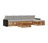 vidaXL Conjunto de sofás de Exterior 6 pcs Natural y Gris Claro, Sofá de Patio, Conjunto Moderno, Resistente al Clima, Relajación en el Jardín, Asientos para Espacios Fuera