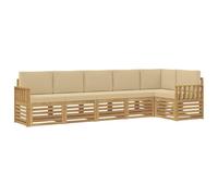 vidaXL Conjunto de sofás de Exterior 6 pcs y Beige 306 x 128,5 x 73 cm, Sofá Moderno de jardín, Conjunto cómodo de Patio, Muebles seccionales para terraza y Lounge