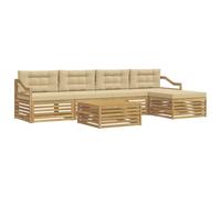 vidaXL Conjunto de sofás de Exterior 6 pcs y Beige 79 x 79 x 37 cm, Sofá de Patio, Conjunto Moderno, Resistente al Clima, Relajación en el Jardín, Asientos para Espacios Fuera
