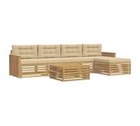 vidaXL Conjunto de sofás de Exterior 6 pcs y Beige 79 x 79 x 37 cm, Sofá de Patio, Conjunto Moderno, Resistente al Clima, Relajación en el Jardín, Asientos para Espacios Fuera