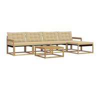 vidaXL Conjunto de sofás de Exterior 6 pcs y Beige, Sofá Moderno de Madera de Acacia, Muebles de jardín Resistentes al Clima, Set Modular cómodo para el Patio