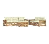 vidaXL Conjunto de sofás de Exterior 6 uds. Blanco y Crema
