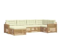 vidaXL Conjunto de sofás de Exterior 6 uds. Blanco y Crema Poliéster