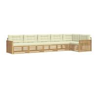 vidaXL Conjunto de sofás de Exterior 6 uds. Blanco y Crema Poliéster