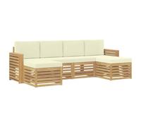 vidaXL Conjunto de sofás de Exterior 6 uds. Blanco y Crema Poliéster