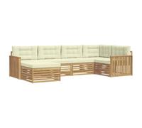 vidaXL Conjunto de sofás de Exterior 6 uds. Blanco y Crema Poliéster
