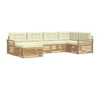 vidaXL Conjunto de sofás de Exterior 6 uds. Blanco y Crema Poliéster