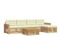 vidaXL Conjunto de sofás de Exterior 6 uds. Blanco y Crema Poliéster