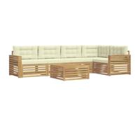 vidaXL Conjunto de sofás de Exterior 6 uds. Blanco y Crema Poliéster