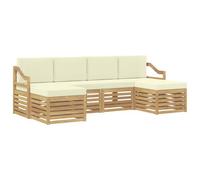 vidaXL Conjunto de sofás de Exterior 6 uds. Blanco y Crema Poliéster