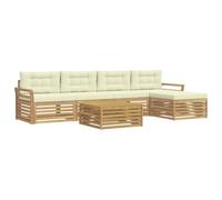 vidaXL Conjunto de sofás de Exterior 6 pcs Blanco y Crema, Sofá de Patio, Conjunto Moderno, Resistente al Clima, Relajación en el Jardín, Asientos para Espacios Fuera