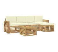 vidaXL Conjunto de sofás de Exterior 6 pcs Blanco y Crema, Muebles de jardín, sofá Moderno para Exterior, Conjunto seccional, hamacas cómodas para la terraza