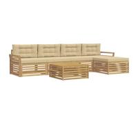 vidaXL Conjunto de sofás de Exterior 6 uds. y Beige Poliéster