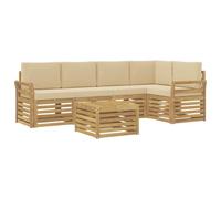 vidaXL Conjunto de sofás de Exterior 6 uds. y Beige Poliéster