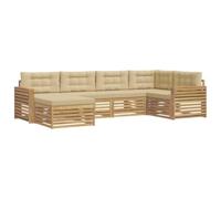 vidaXL Conjunto de sofás de Exterior 6 uds. y Beige Poliéster