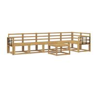 vidaXL Conjunto de sofás de Exterior 7 pcs Blanco, Juego de Sofás Modernos para Exterior, Muebles Resistentes al Clima, Diseño en Acacia, para tu Patio