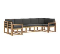 vidaXL Conjunto de sofás de Exterior 7 pcs Blanco y Antracita, Juego de sofá de jardín, Modular Moderno para Exteriores, Muebles de Madera de Acacia, Zona de Relax en el Patio