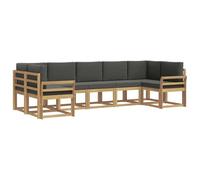 vidaXL Conjunto de sofás de Exterior 7 pcs Blanco y Antracita, Juego de sofá de jardín, Modular Moderno para Exteriores, Muebles de Madera de Acacia, Zona de Relax en el Patio