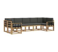 vidaXL Conjunto de sofás de Exterior 7 pcs Blanco y Antracita, Juego de sofá de jardín, Modular Moderno para Exteriores, Muebles de Madera de Acacia, Zona de Relax en el Patio