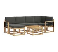 vidaXL Conjunto de sofás de Exterior 7 pcs Blanco y Antracita, Muebles de jardín Modernos, sofá seccional Resistente al Clima, Set de Lounge Exterior, Asientos para terraza
