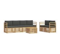 vidaXL Conjunto de sofás de Exterior 7 pcs Blanco y Antracita, Sofá Exterior, Moderno, sectional, Mueble Resistente para jardín, Sala en Patio, Juego cómodo para Vivir