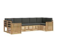 vidaXL Conjunto de sofás de Exterior 7 pcs Blanco y Antracita, Sofá Moderno de Madera de Acacia, Conjunto Duradero para jardín, ¡Muebles modulares para tu Patio y la Piscina