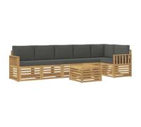 vidaXL Conjunto de sofás de Exterior 7 pcs Blanco y Antracita, Sofás de jardín, Modernos Sets Exteriores, Asientos de Madera, Dining de Relax, diseño de Patio