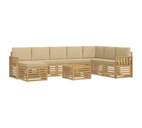 vidaXL Conjunto de sofás de Exterior 7 pcs Blanco y Beige, Sofa de jardín, Mueble Modular Moderno, Conjunto Resistente para Disfrutar en la terraza