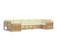 vidaXL Conjunto de sofás de Exterior 7 pcs Blanco y Crema, Sofá de Jardín, Muebles Modernos para Exterior, Asientos Cómodos, Lounges Junto a la Piscina, Diseños para Reuniones
