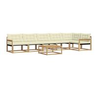 vidaXL Conjunto de sofás de Exterior 7 pcs Blanco y Crema, Sofá para jardín, Conjunto Moderno, Resistente, mobiliario para terraza, Asiento cómodo, Exteriores