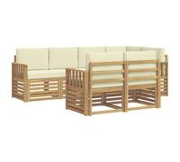 vidaXL Conjunto de sofás de Exterior 7 pcs Blanco y Crema, Sofá seccional Moderno, cómodo para tu jardín, salón Exterior, Muebles de Patio y terraza