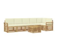 vidaXL Conjunto de sofás de Exterior 7 pcs Blanco y Crema, Sofás de jardín, Modernos Sets Exteriores, Asientos de Madera, Dining de Relax, diseño de Patio