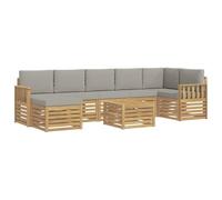 vidaXL Conjunto de sofás de Exterior 7 pcs Blanco y Gris Claro, Sofá de Exterior Moderno, Conjunto de sección Duradero para terraza, Patio, Muebles cómodos