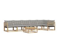 vidaXL Conjunto de sofás de Exterior 7 pcs Blanco y Gris Claro, Sofá para jardín, Conjunto Moderno, Resistente, mobiliario para terraza, Asiento cómodo, Exteriores