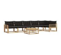vidaXL Conjunto de sofás de Exterior 7 pcs Blanco y Negro, Sofá para jardín, Conjunto Moderno, Resistente, mobiliario para terraza, Asiento cómodo, Exteriores