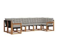 vidaXL Conjunto de sofás de Exterior 7 pcs Gris Natural y Claro, Conjunto de Sofás de Jardín Cómodos, Muebles Modernos, Elegantes y Resistentes para el Patio, Jardín
