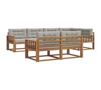 vidaXL Conjunto de sofás de Exterior 7 pcs Gris Natural y Claro, Conjunto de Sofás de Madera de Acacia, Mueble de Jardín Modular Resistente a la Intemperie, Lounge Exterior