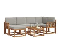 vidaXL Conjunto de sofás de Exterior 7 pcs Gris Natural y Claro, Juego de sofá seccional al Aire Libre Moderno y Duradero, Muebles de Lounge para Patio, Comodidad Interior en la terraza