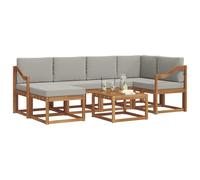 vidaXL Conjunto de sofás de Exterior 7 pcs Gris Natural y Claro, Juego de sofá seccional al Aire Libre Moderno y Duradero, Muebles de Lounge para Patio, Comodidad Interior en la terraza