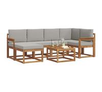 vidaXL Conjunto de sofás de Exterior 7 pcs Gris Natural y Claro, Juego de sofá seccional al Aire Libre Moderno y Duradero, Muebles de Lounge para Patio, Comodidad Interior en la terraza